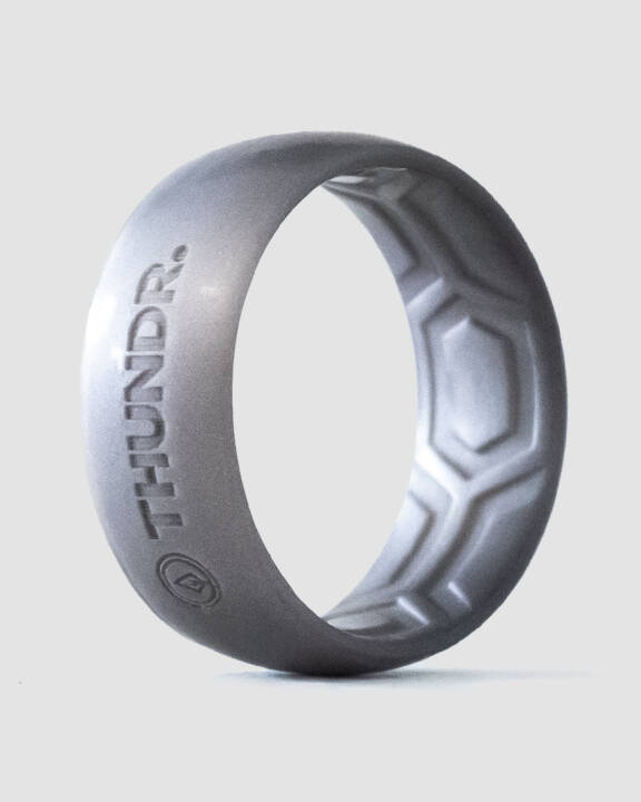 thundr silicone ring silver hex